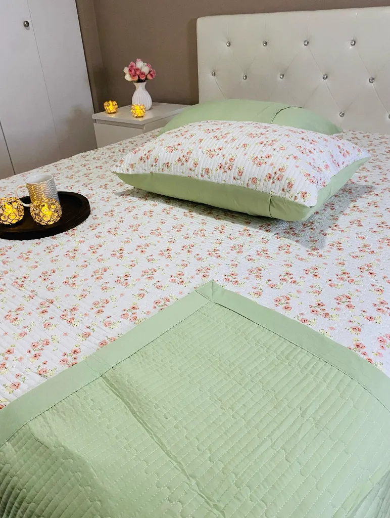 3. Pinterest Inspired Cotton Bedcover Shade-Peach&Green.webp