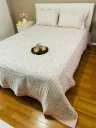 Ribbed Cotton White shade With Pink Flowers Style