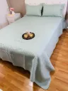 Ultra Luxury Pastel Colored Plain Bedcover In Mint Green