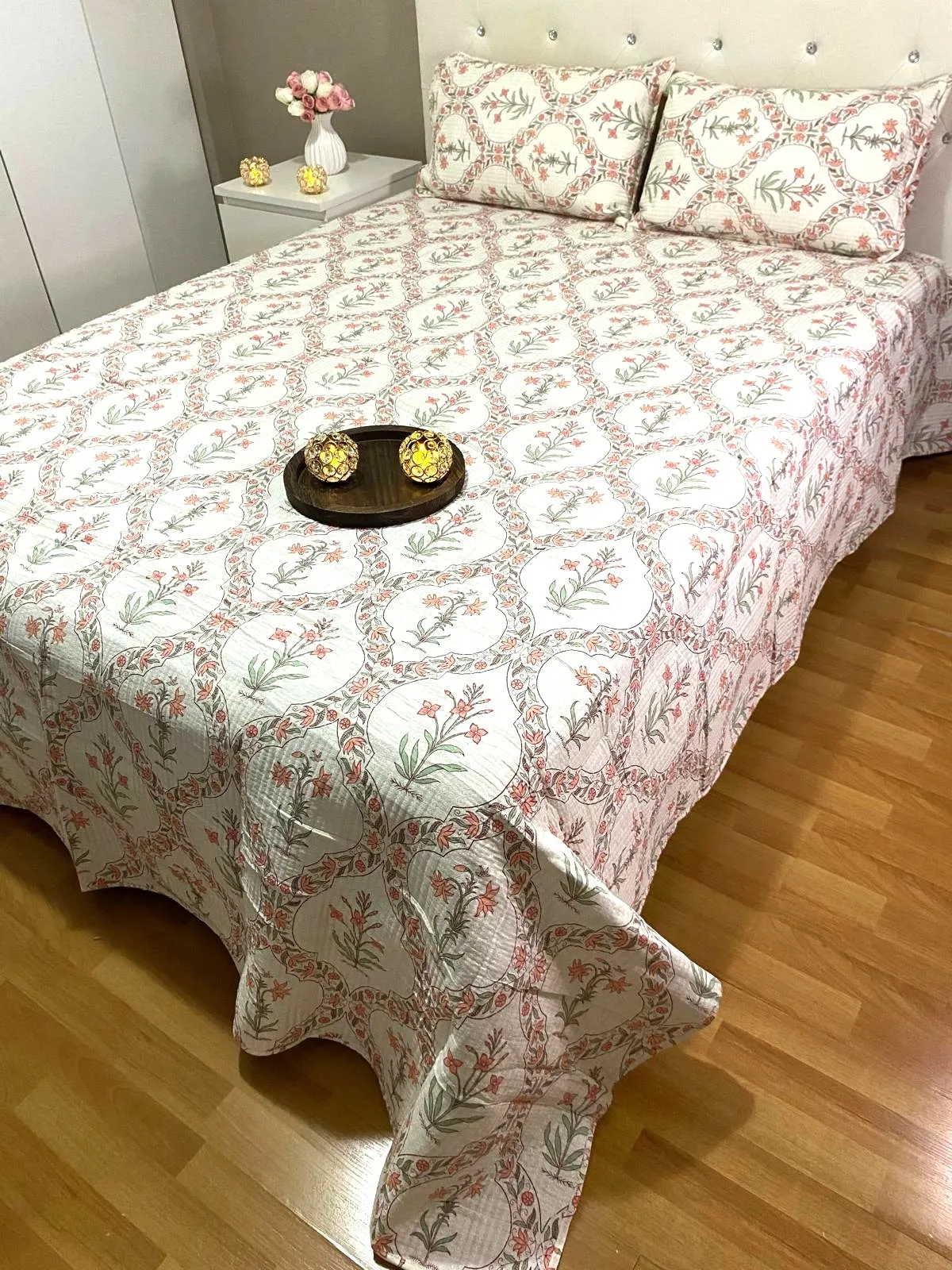Reversible Cotton Bedcover In Jaipuri Style