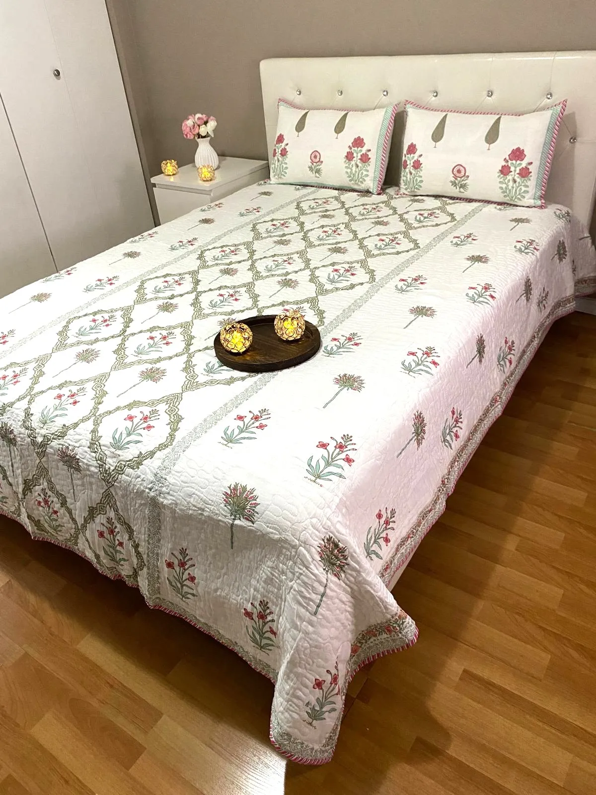 Reversible Cotton Bedcover In Jaipuri Style