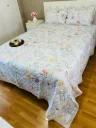 Reversible Quilted Bedcover In Bird & Pomegranate style