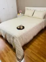 Ribbed Cotton Beige shade With Brown flowers Style